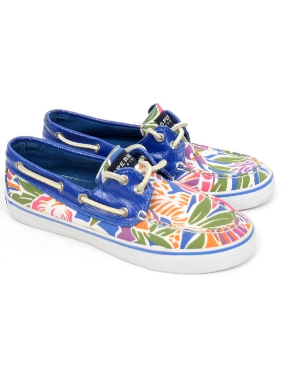 Sperry Top Sider Women's 6.5 Blue Tropical Nautical Boat Shoes Artsy Colorful